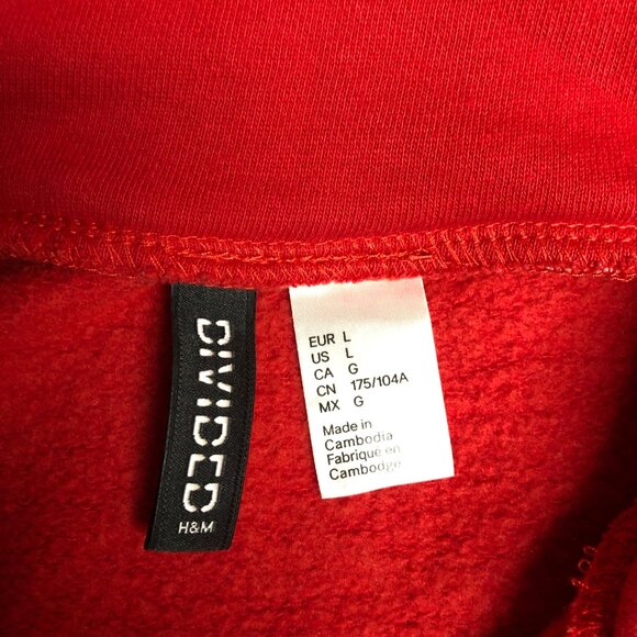 H and M Divided Cropped Sweatshirt Womens Size Large Red Rose Long Sleeve Comfy - Picture 5 of 7